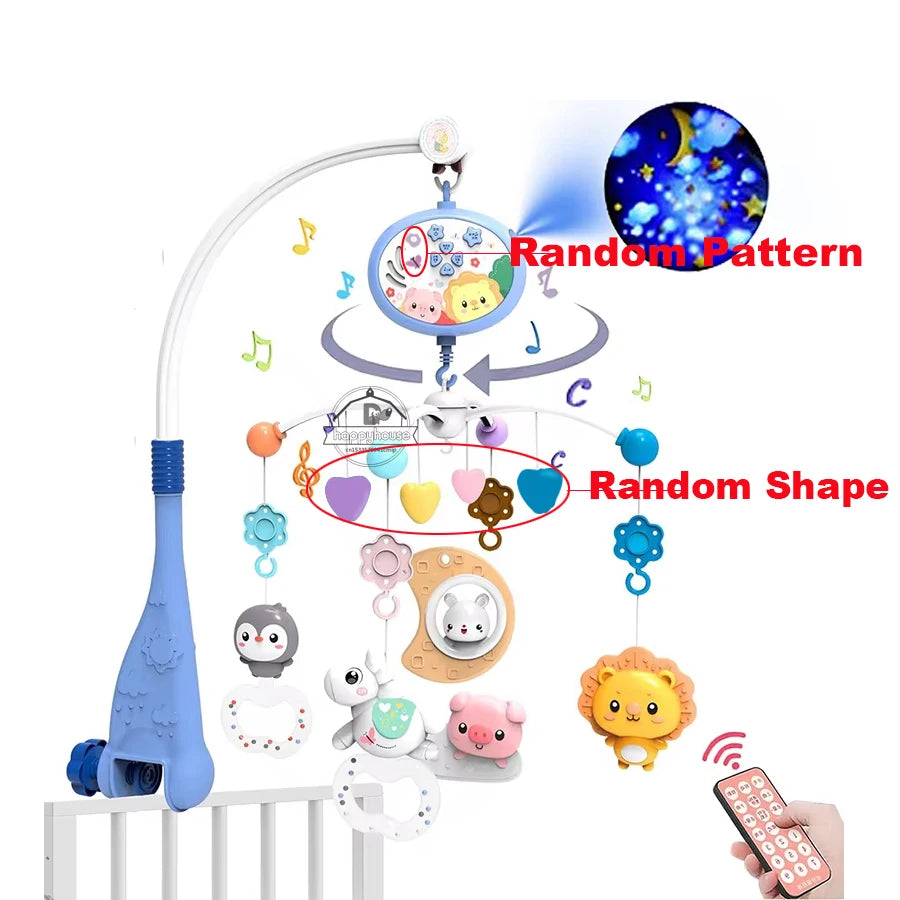 Musical Baby Crib Mobile with Lights Music Projection for Infants Remote Control Crib Toys