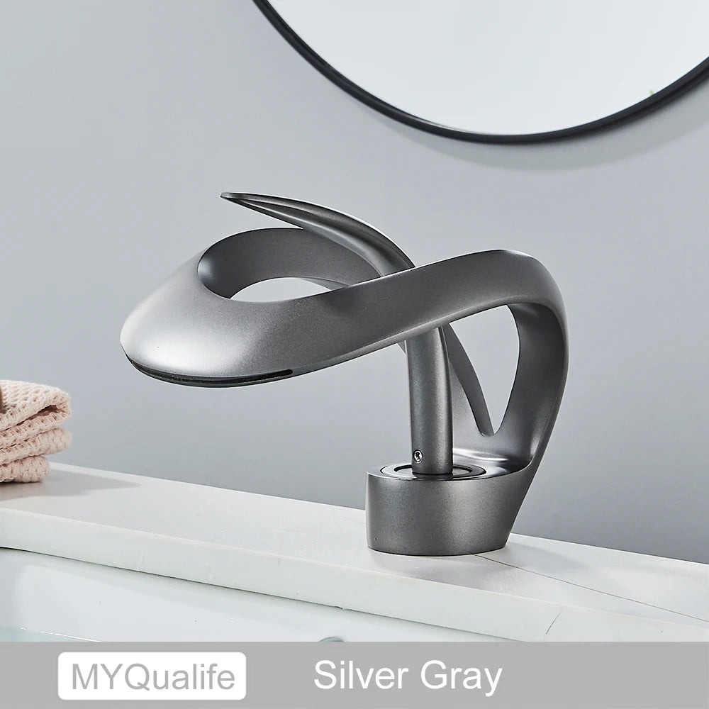 Black Brass New-Style Basin Faucet Bathroom Mixer Tap Hot Cold Water