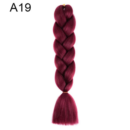 24Inch Synthetic Braiding Hair Extension Ombre Color Rainbow DIY Jumbo Hair Pink Red Blue Hairstyle for Women