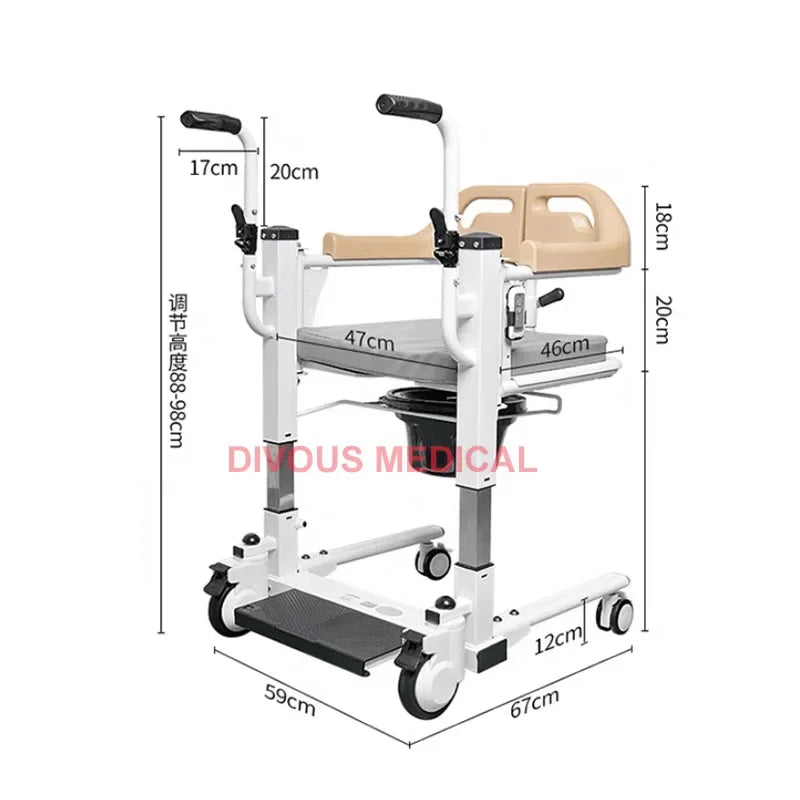 Patient Electric Transfer Chair with Commode for Disabled and Elderly Multifunctional Shift Lift