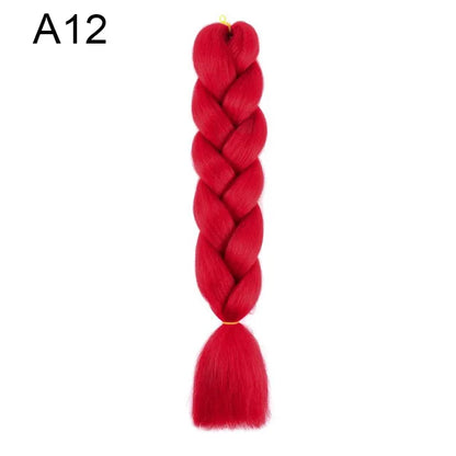 24Inch Synthetic Braiding Hair Extension Ombre Color Rainbow DIY Jumbo Hair Pink Red Blue Hairstyle for Women
