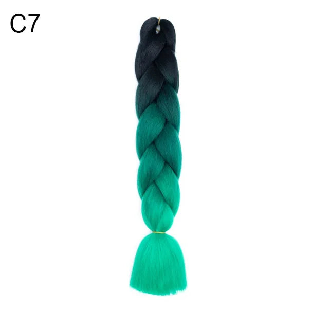 24Inch Synthetic Braiding Hair Extension Ombre Color Rainbow DIY Jumbo Hair Pink Red Blue Hairstyle for Women