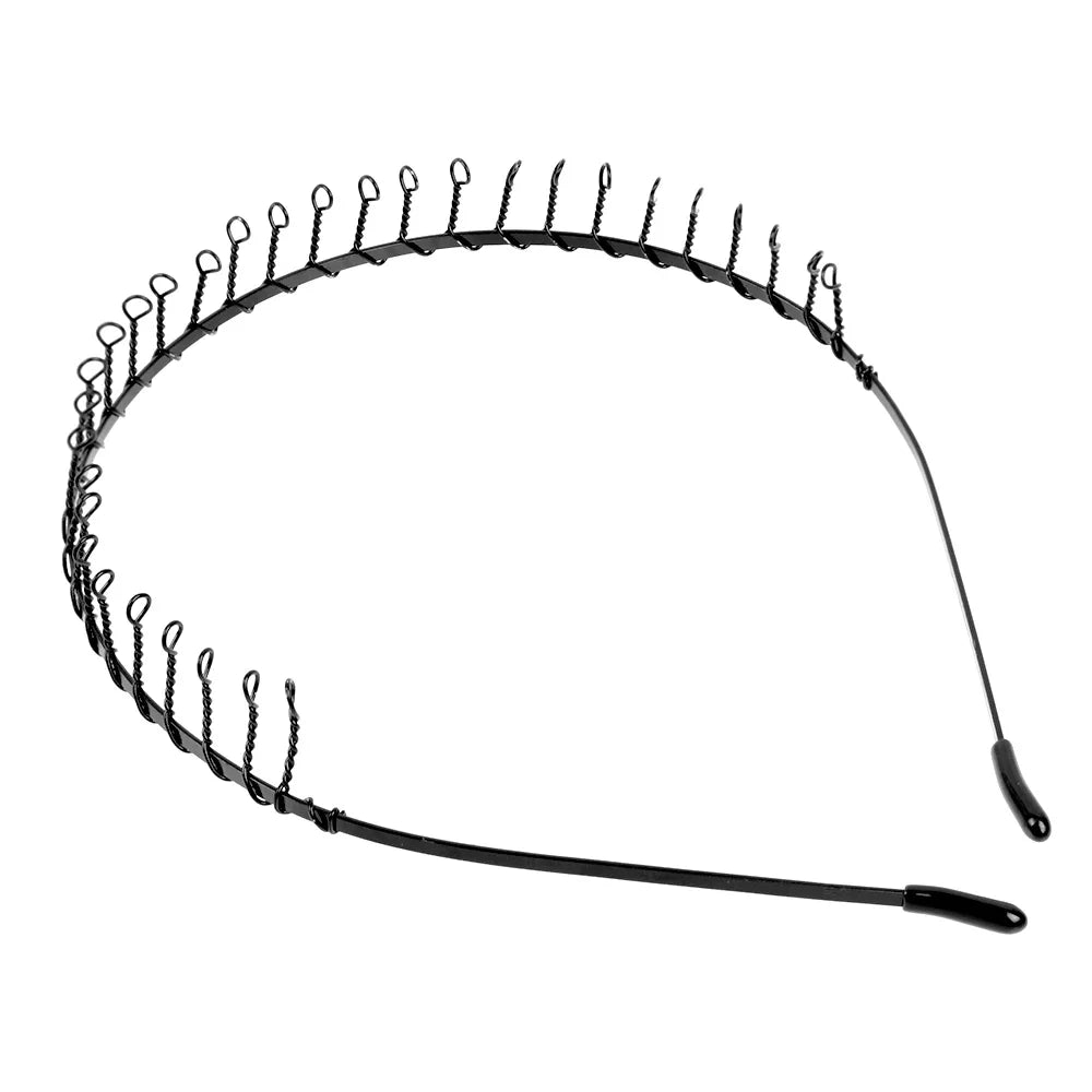 6/1pcs Fashion Metal Hair Band for Men Women Unisex Black Waved Hair Head Hoop Sports Headband