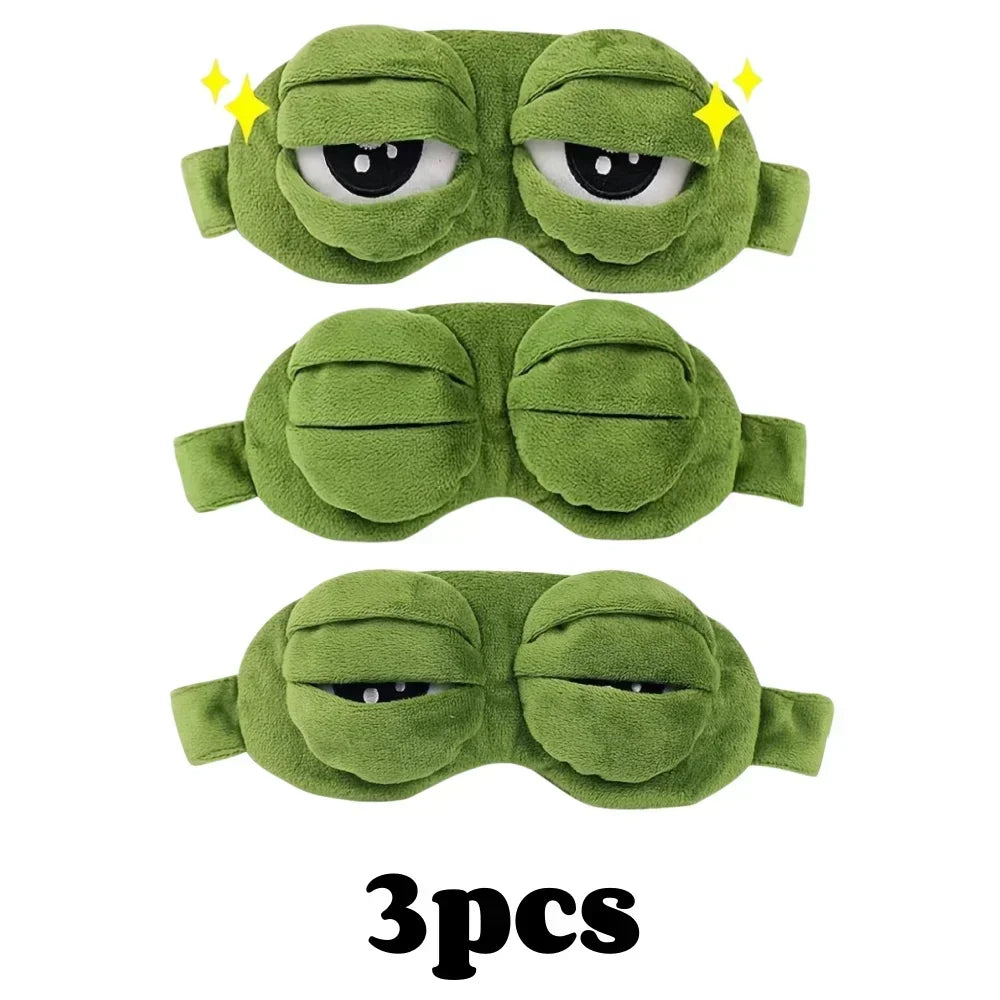 3D Frog Sleep Mask Natural Sleeping Eyeshade Women Men Creative Cartoon Soft Portable Blindfold Travel Office Eyepatch
