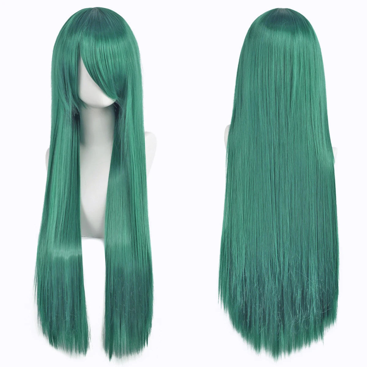 80cm Long Synthetic White Purple Cosplay Wigs Green Hair Straight Silver Wig Pink Hairpiece Lolita Wig with Bangs