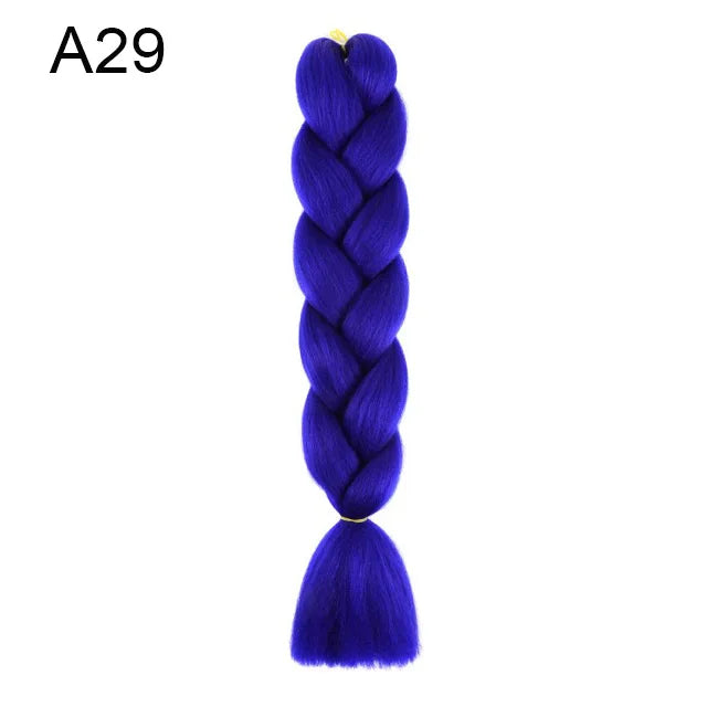 24Inch Synthetic Braiding Hair Extension Ombre Color Rainbow DIY Jumbo Hair Pink Red Blue Hairstyle for Women