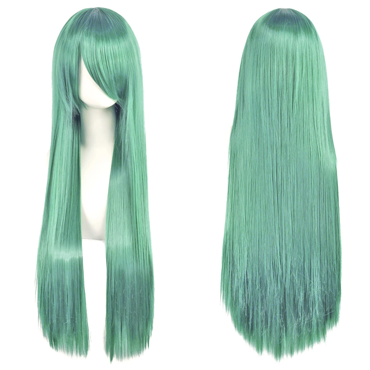 80cm Long Synthetic White Purple Cosplay Wigs Green Hair Straight Silver Wig Pink Hairpiece Lolita Wig with Bangs