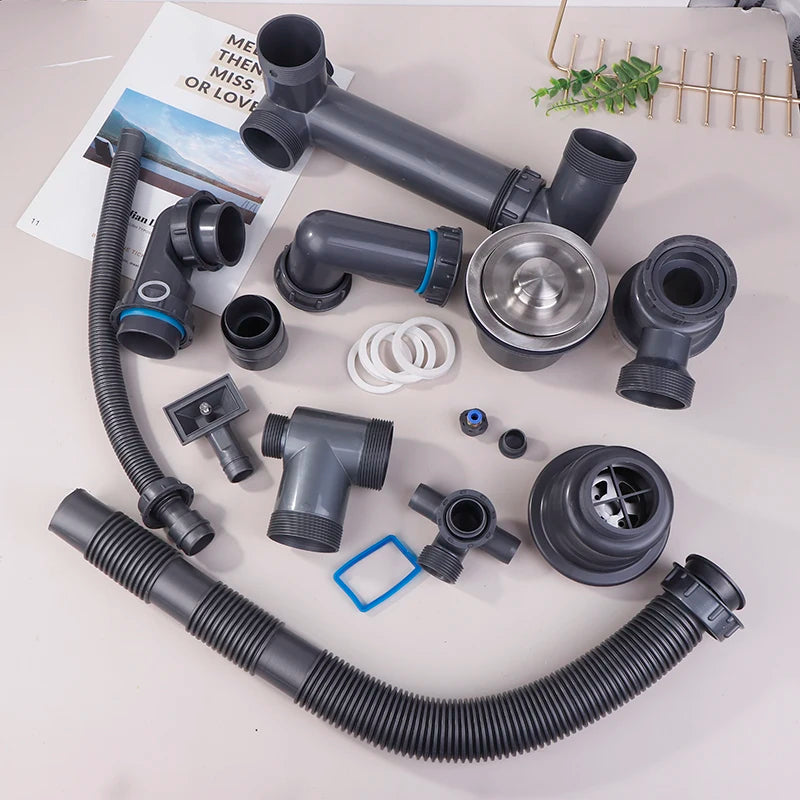 Kitchen Washbasin Sink Bathroom Downpipe Fittings Single And Double Sink Anti-odour Drain Pipe