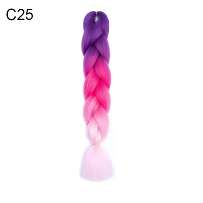 24Inch Synthetic Braiding Hair Extension Ombre Color Rainbow DIY Jumbo Hair Pink Red Blue Hairstyle for Women