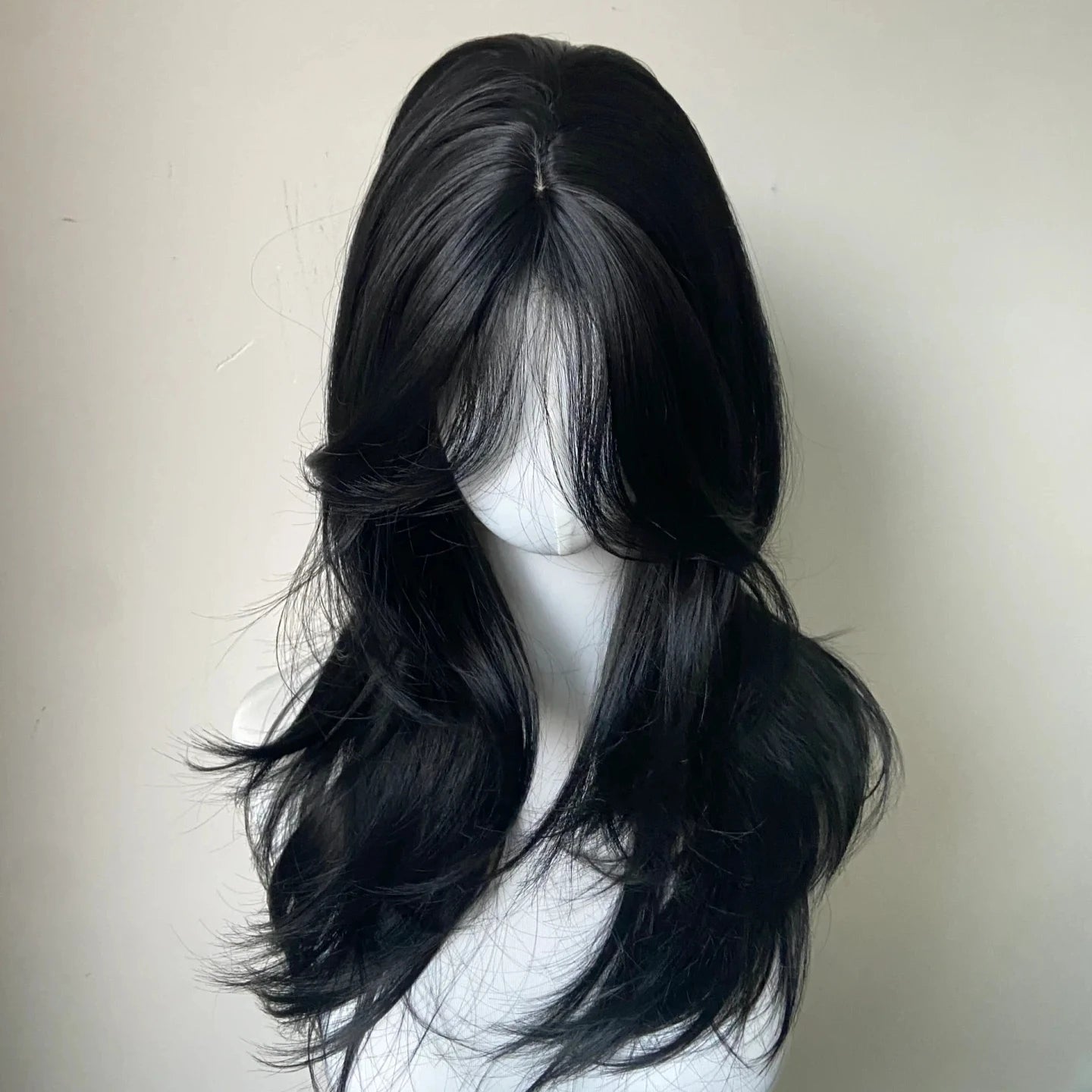 Ashely Black Wig Female Headband Body Wavy Rose Hair Net Models in French Bangs High Quality Simulation Hair Synthetic Wig 가발
