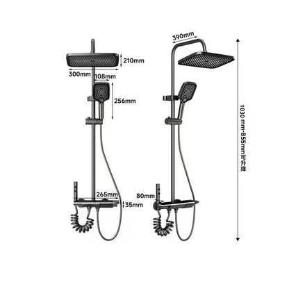 مجموعة دش رمادية مع نظام دش ذكي بشاشة رقمية رباعية الوظائف مع نظام هطول الأمطار