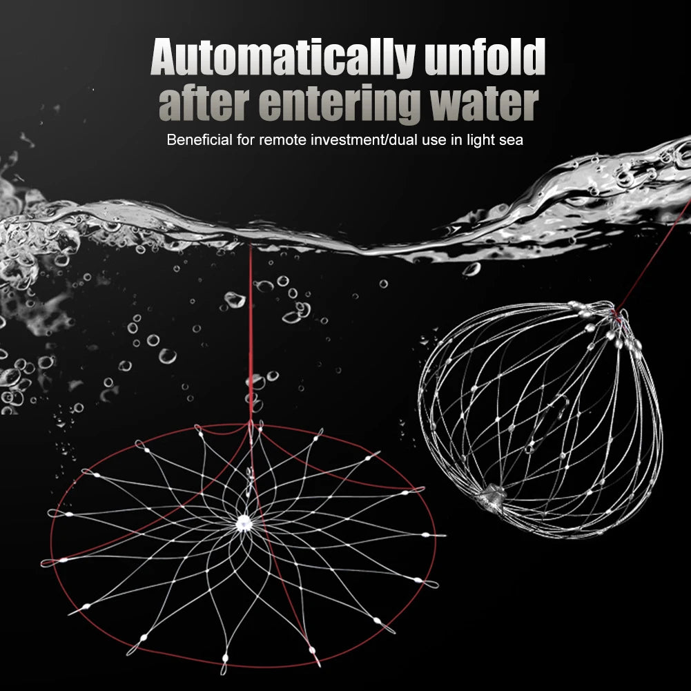 Fish Baskets Automatic Open Closing Crab Fishing Traps Steel Wire Collapsible