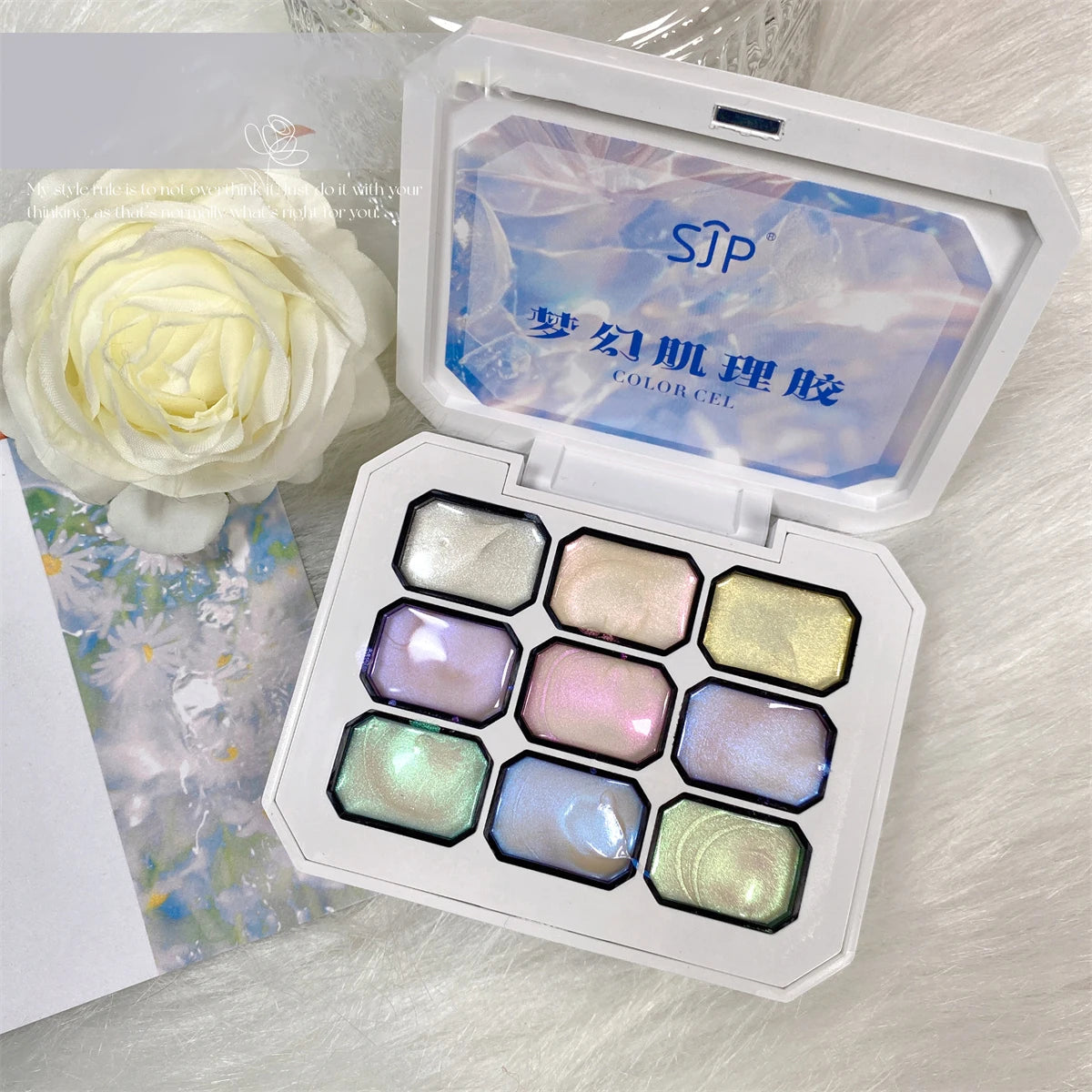 1pc solid color nail polish glue 9-grid color painting glue high saturation - Winter Nails