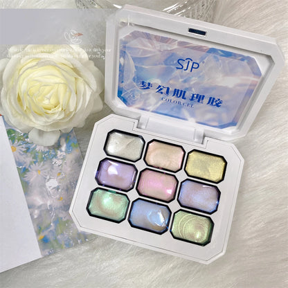 1pc solid color nail polish glue 9-grid color painting glue high saturation - Winter Nails