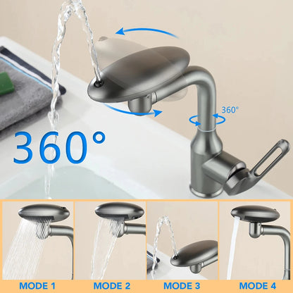 Multi Functional Waterfall Basin Faucet 4 Water Outlet Mode Spray Faucet 360°Rotation