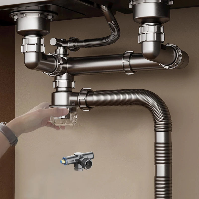 Kitchen Washbasin Sink Bathroom Downpipe Fittings Single And Double Sink Anti-odour Drain Pipe