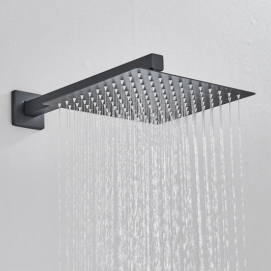 Black Concealed Shower System Rain Waterfall Bathroom Embedded Shower Faucet Set