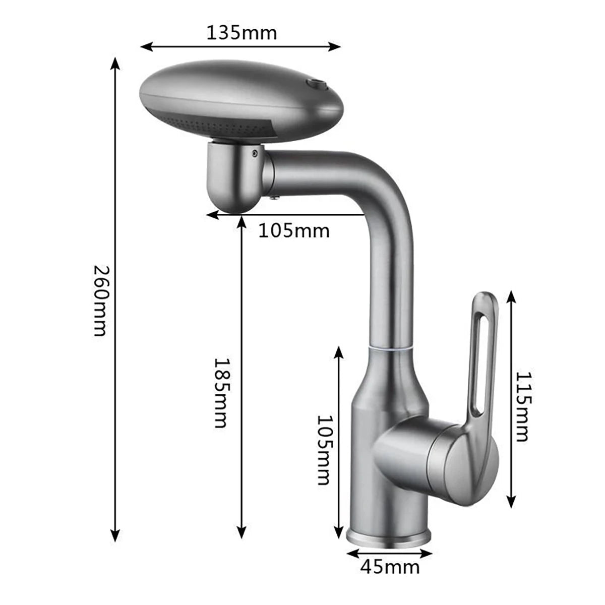 Multi Functional Waterfall Basin Faucet 4 Water Outlet Mode Spray Faucet 360°Rotation