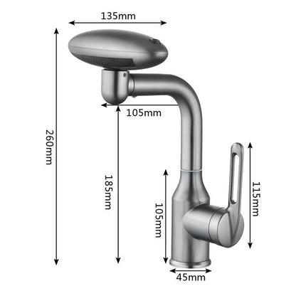 Multi Functional Waterfall Basin Faucet 4 Water Outlet Mode Spray Faucet 360°Rotation