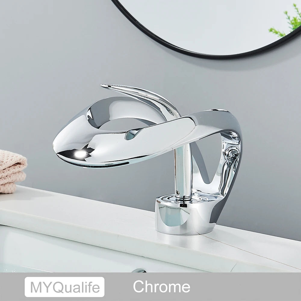 Black Brass New-Style Basin Faucet Bathroom Mixer Tap Hot Cold Water