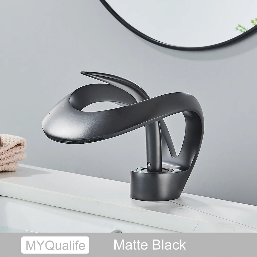 Black Brass New-Style Basin Faucet Bathroom Mixer Tap Hot Cold Water