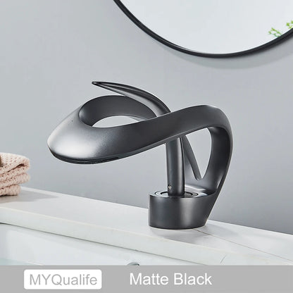 Black Brass New-Style Basin Faucet Bathroom Mixer Tap Hot Cold Water
