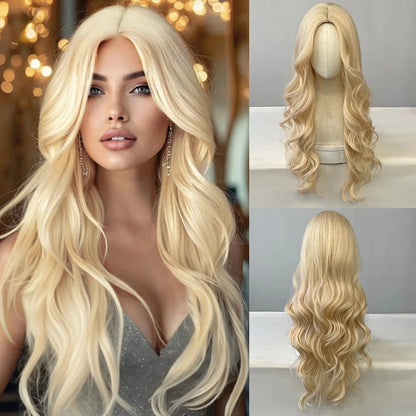 Golden curly synthetic wig for long curly hair for party, Halloween cosplay, daily use, high-temperature hair accessory