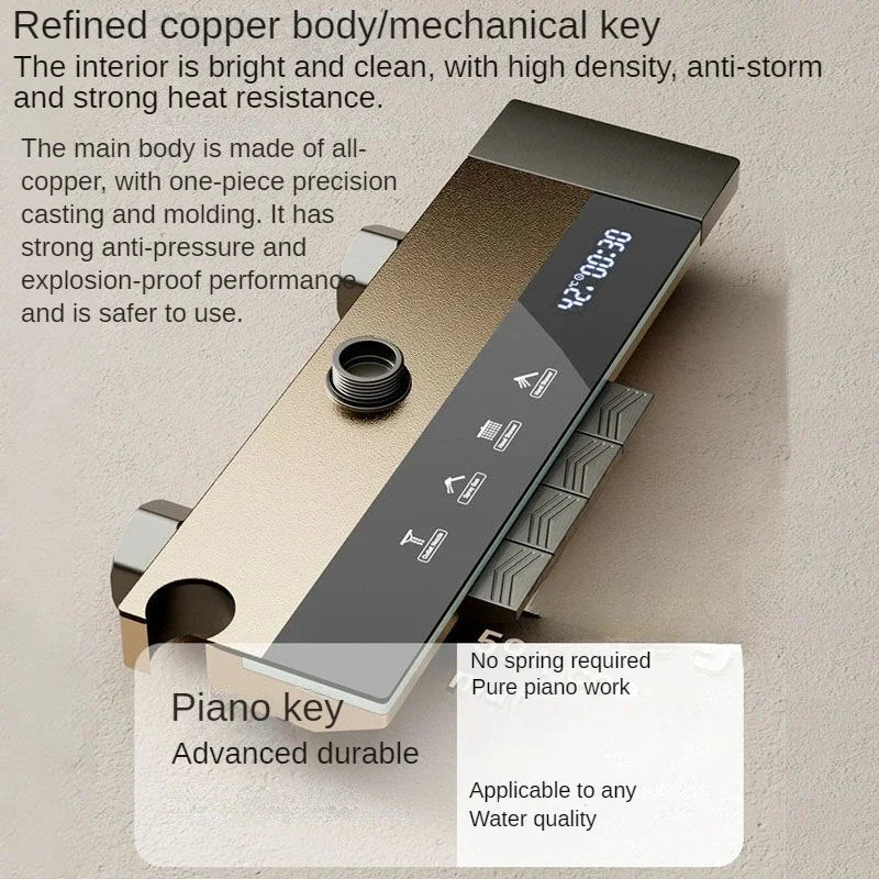مجموعة دش رمادية مع نظام دش ذكي بشاشة رقمية رباعية الوظائف مع نظام هطول الأمطار