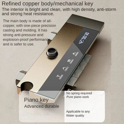مجموعة دش رمادية مع نظام دش ذكي بشاشة رقمية رباعية الوظائف مع نظام هطول الأمطار