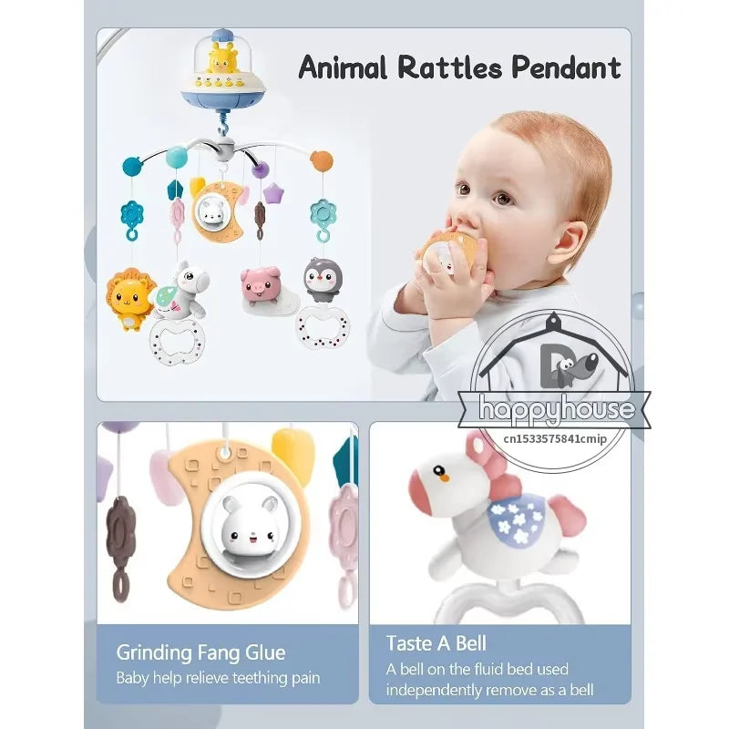 Musical Baby Crib Mobile with Lights Music Projection for Infants Remote Control Crib Toys