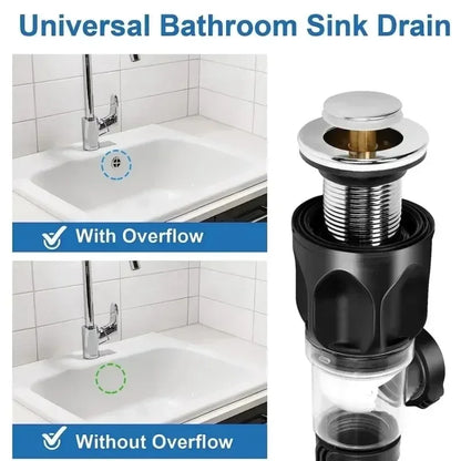 Stainless Steel Basin Drain Pipe Set Odor Proof Wall Mount Drainage for Kitchen Bathroom Sink