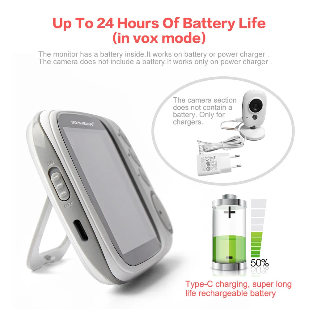 VB603 Video Baby Monitor 2.4G Wireless With 3.2 Inches LCD 2 Way Audio Talk Night Vision