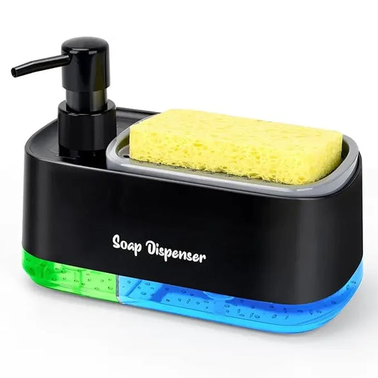 Hand and Dish Soap Dispenser Set Detergent Dispenser Sponge Holder 2-in-1 Countertop Soap Pump