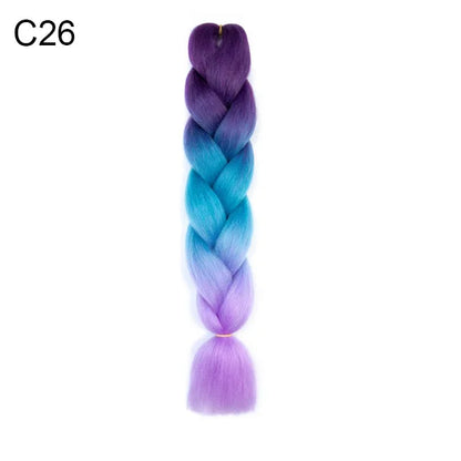 24Inch Synthetic Braiding Hair Extension Ombre Color Rainbow DIY Jumbo Hair Pink Red Blue Hairstyle for Women