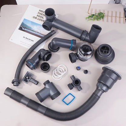 Kitchen Washbasin Sink Bathroom Downpipe Fittings Single And Double Sink Anti-odour Drain Pipe