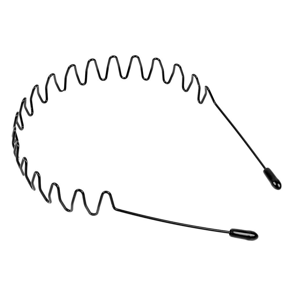 6/1pcs Fashion Metal Hair Band for Men Women Unisex Black Waved Hair Head Hoop Sports Headband