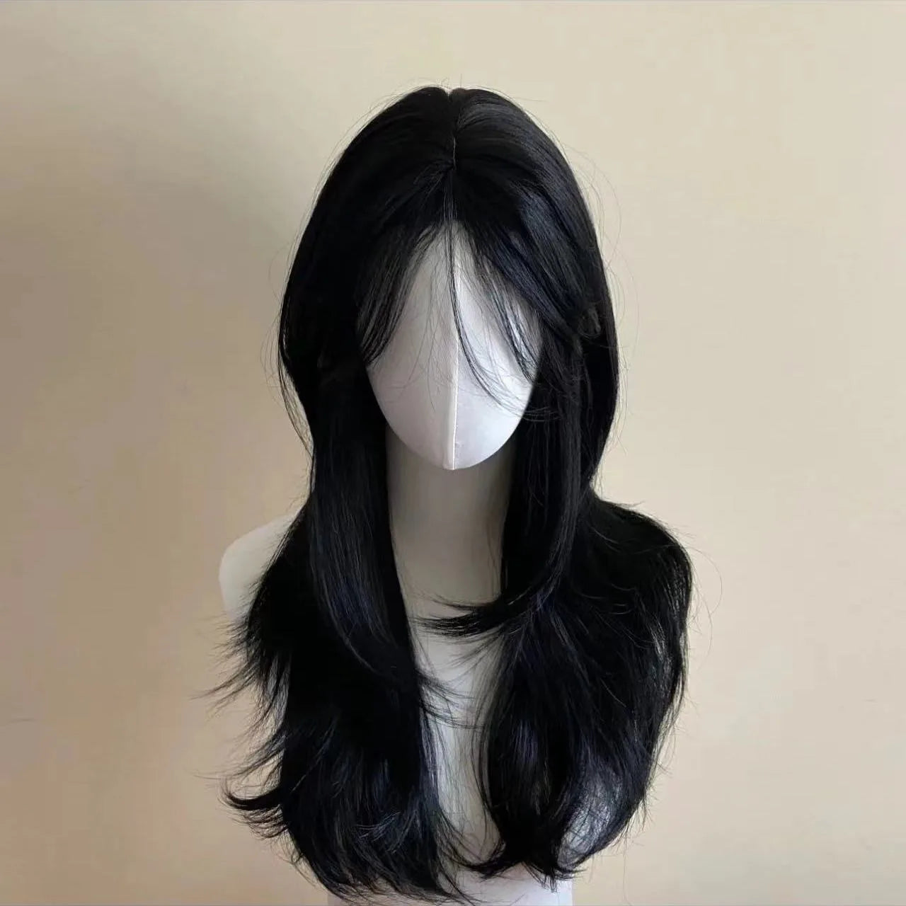 Ashely Black Wig Female Headband Body Wavy Rose Hair Net Models in French Bangs High Quality Simulation Hair Synthetic Wig 가발