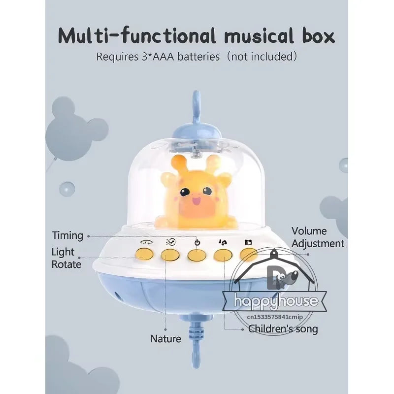 Musical Baby Crib Mobile with Lights Music Projection for Infants Remote Control Crib Toys