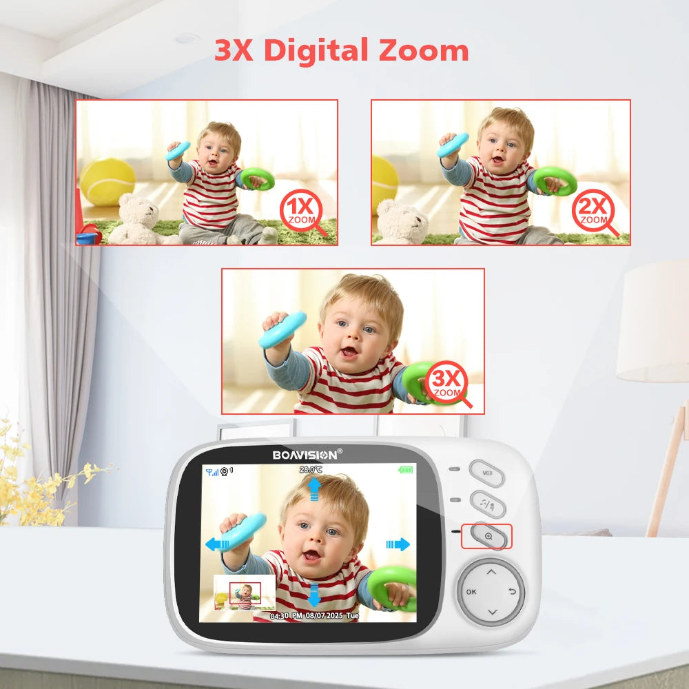 VB603 Video Baby Monitor 2.4G Wireless With 3.2 Inches LCD 2 Way Audio Talk Night Vision