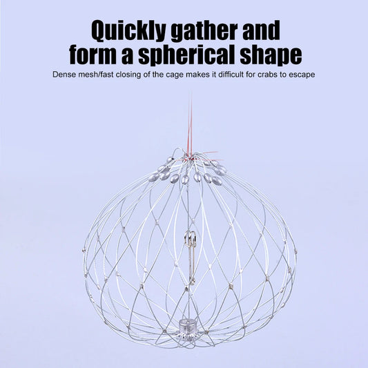 Fish Baskets Automatic Open Closing Crab Fishing Traps Steel Wire Collapsible
