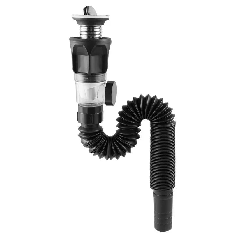 Stainless Steel Basin Drain Pipe Set Odor Proof Wall Mount Drainage for Kitchen Bathroom Sink