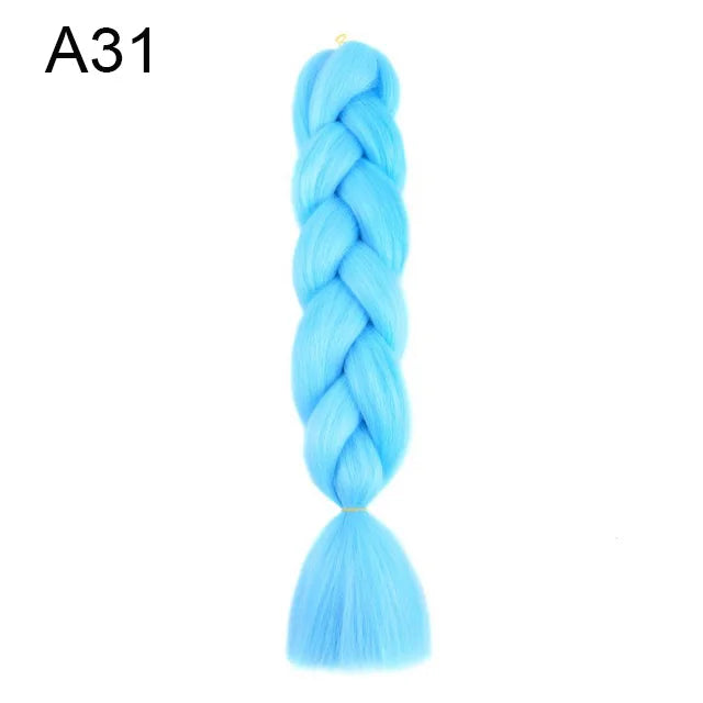 24Inch Synthetic Braiding Hair Extension Ombre Color Rainbow DIY Jumbo Hair Pink Red Blue Hairstyle for Women