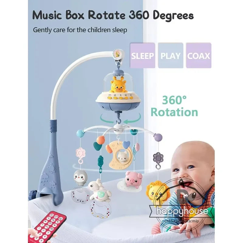 Musical Baby Crib Mobile with Lights Music Projection for Infants Remote Control Crib Toys