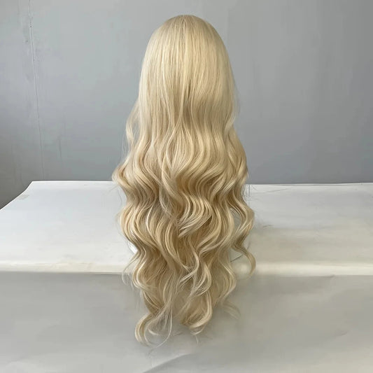 Golden curly synthetic wig for long curly hair for party, Halloween cosplay, daily use, high-temperature hair accessory