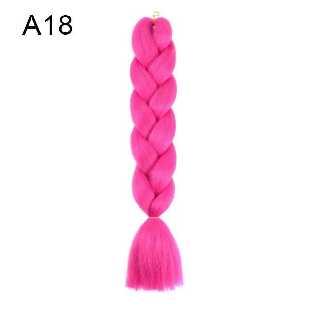 24Inch Synthetic Braiding Hair Extension Ombre Color Rainbow DIY Jumbo Hair Pink Red Blue Hairstyle for Women