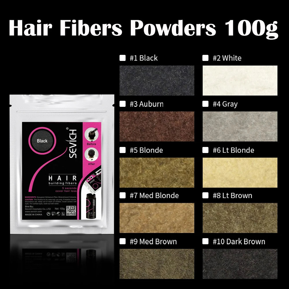 SEVICH Hair Fiber 100g Keratin Hair Fiber Thickening powder