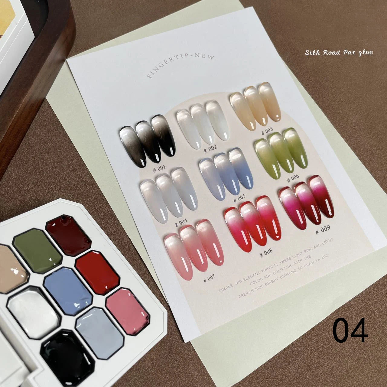 1pc solid color nail polish glue 9-grid color painting glue high saturation - Winter Nails