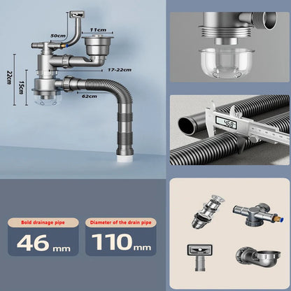 Kitchen Washbasin Sink Bathroom Downpipe Fittings Single And Double Sink Anti-odour Drain Pipe