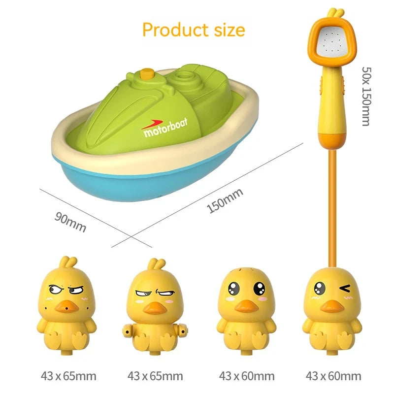 Cute Duck Bathtub Boat Toy with 3 Emotional Ducks Automatic Water Spray Toys