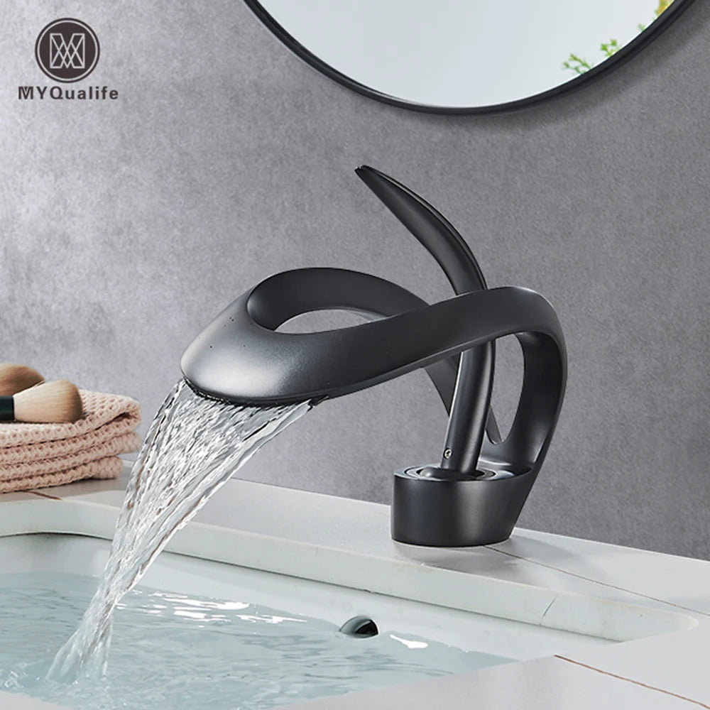 Black Brass New-Style Basin Faucet Bathroom Mixer Tap Hot Cold Water